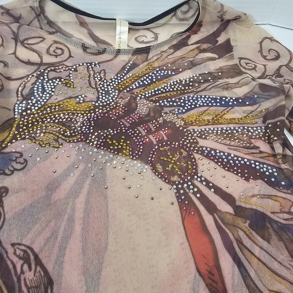 S-Twelve Artistic Long Sleeve Top with Bird Design - Picture 5 of 7